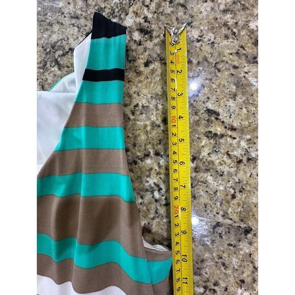 Jessica Howard NEW Size XL Sleeveless Striped Maxi Dress Turquoise, Black, Tan - Picture 14 of 16